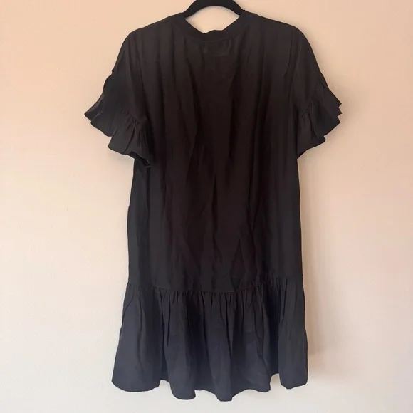 Cinq à Sept Leilah Silk Mini Dress Black Ruffle Flounce Dropped Waist Sz S NWT - Picture 3 of 16